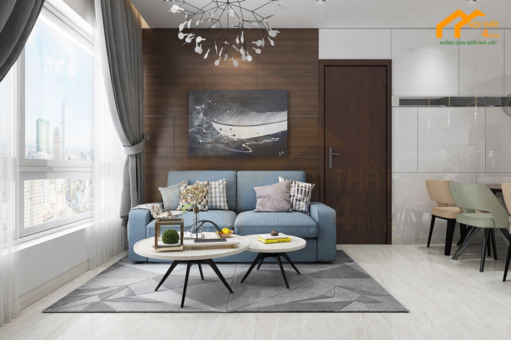Phòng khách - Thiết kế nội thất căn hộ chung cư 75m2