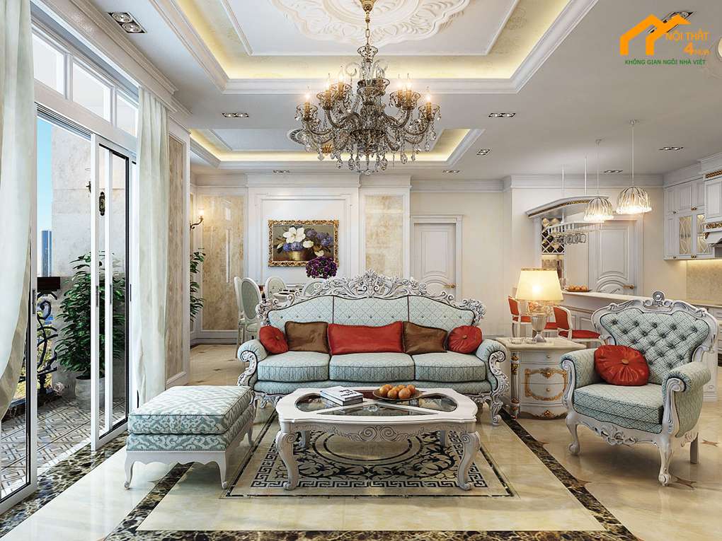 Căn hộ Sài Gòn Royal 80m2 3PN 2 Thiết kế nội thất chung cư 80m2 tân cổ điển