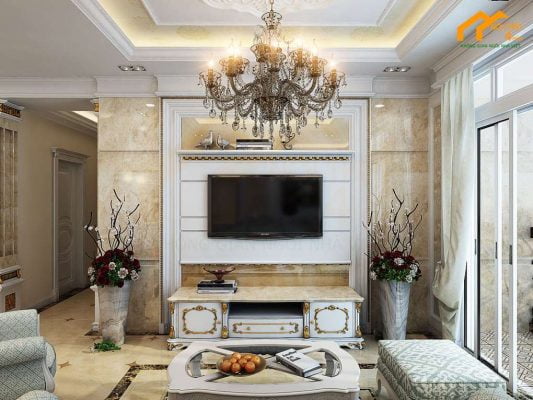 Căn hộ Sài Gòn Royal 80m2 3PN 2 Phòng khách - Thiết kế nội thất chung cư 80m2 tân cổ điển