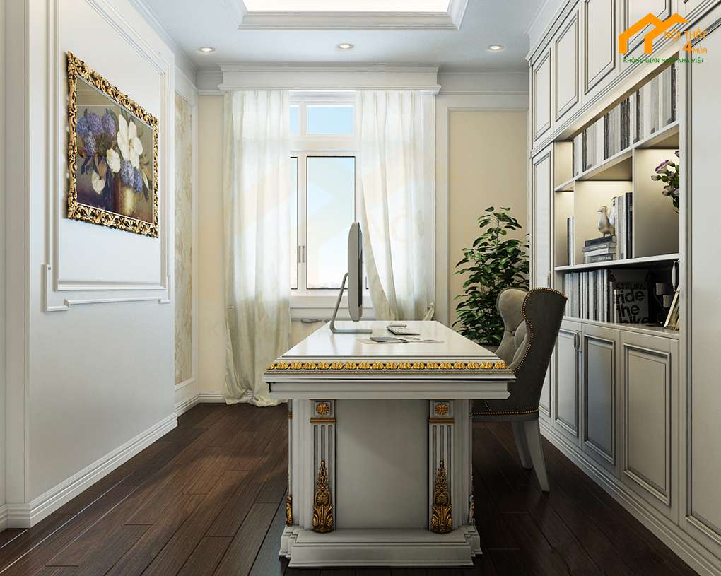 Căn hộ Sài Gòn Royal 80m2 3PN 10 Phòng làm việc - Thiết kế nội thất chung cư 80m2 tân cổ điển