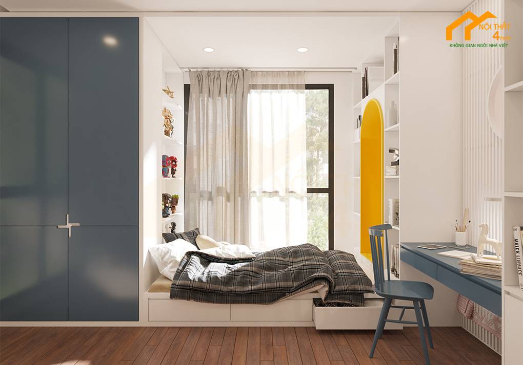 Căn hộ chung cư Tòa nhà HUD 105m2 2PN 4 Phòng ngủ trẻ em - Thiết kế nội thất chung cư 100m2