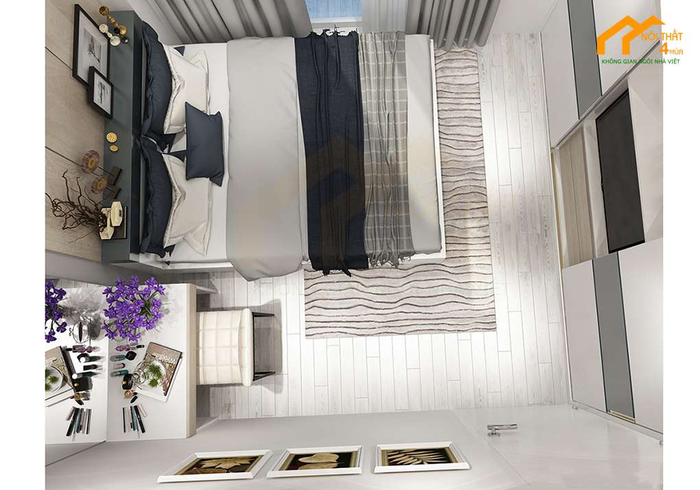 Căn hộ chung cư Thảo Điền 52m2 2PN 7 Phòng ngủ - Thiết kế căn hộ chung cư 50m2 đẹp