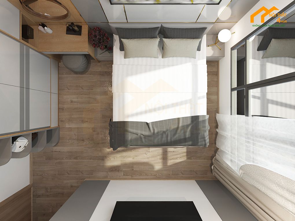 Phòng ngủ - Thiết kế nội thất căn hộ chung cư 60m2