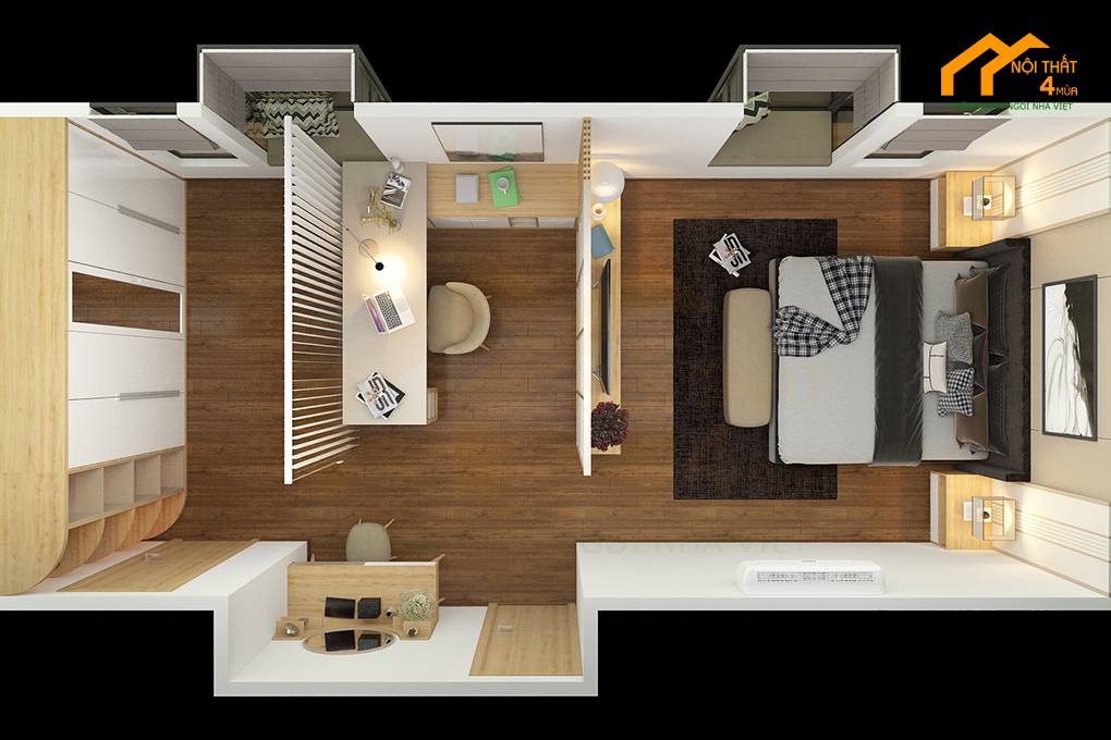 Căn hộ chung cư La Astoria 85m2 2PN 17 Phòng ngủ - Thiết kế nội thất chung cư 85m2