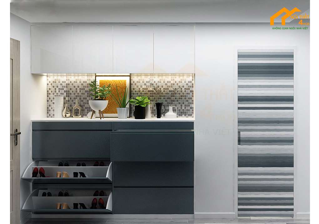 Căn hộ chung cư Thảo Điền 52m2 2PN 4 Tủ giày - Thiết kế căn hộ chung cư 50m2 đẹp