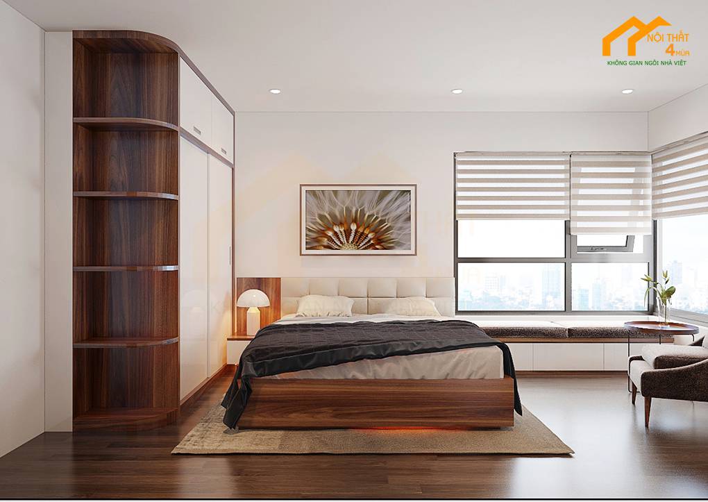 Mẫu phòng ngủ nữ màu nâu gỗ đẹp