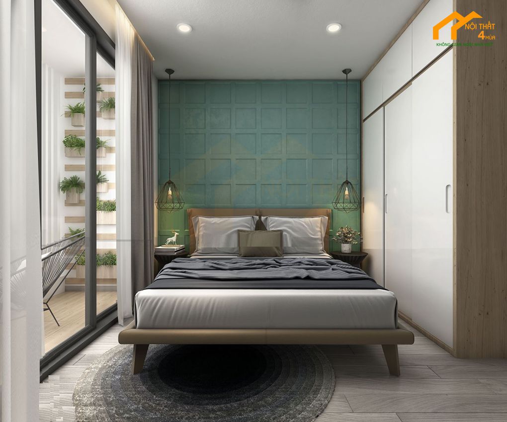 Mẫu phòng ngủ nữ màu xanh đẹp