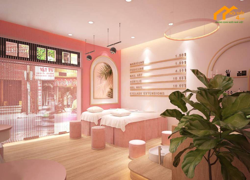 Mẫu thiết kế tiệm nail gội đầu