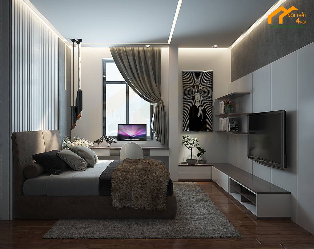10+ Mẫu thiết kế nội thất phòng ngủ nhà ống đẹp tiện nghi nhất 22 Mẫu phòng ngủ nhà ống 5m