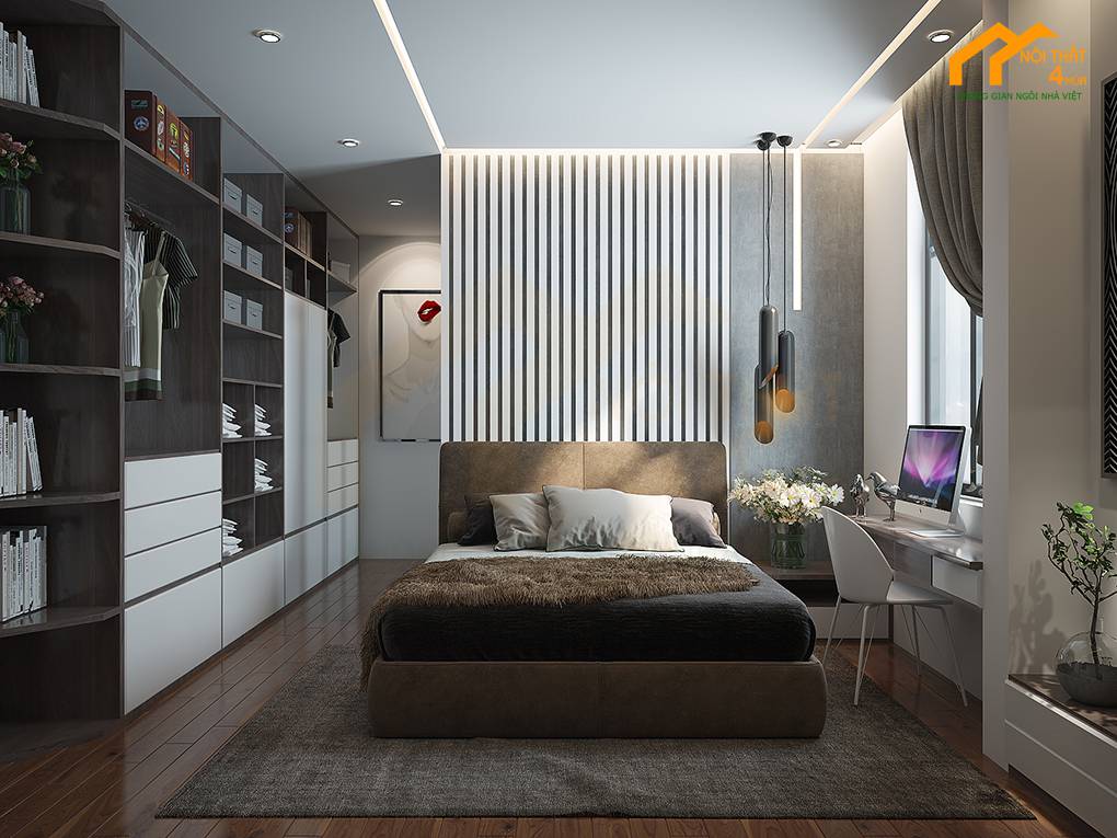 10+ Mẫu thiết kế nội thất phòng ngủ nhà ống đẹp tiện nghi nhất 21 Mẫu phòng ngủ nhà ống 5m