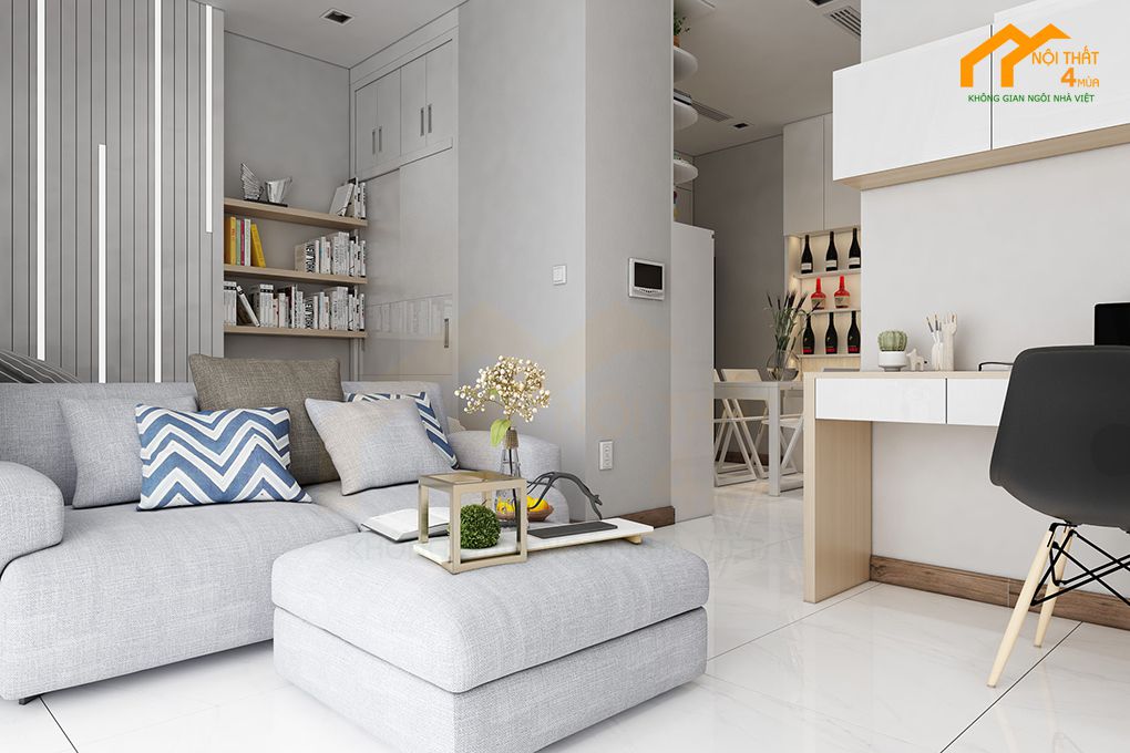 10+ Mẫu thiết kế nội thất căn hộ chung cư 1 phòng ngủ đẹp 11 Mẫu thiết kế căn hộ 1pn hiện đại