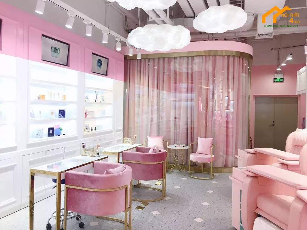 Mẫu tiệm nail màu hồng đẹp