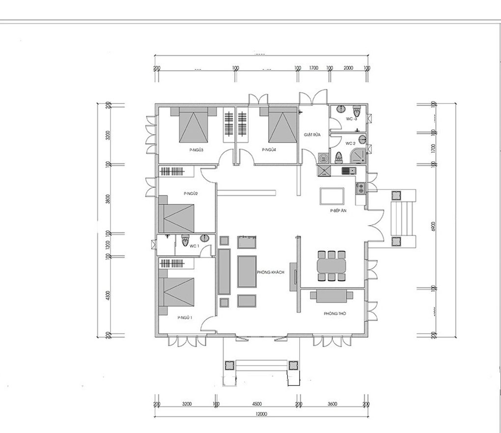 30+ Mẫu thiết kế nội thất nhà cấp 4 đẹp sang trọng và tiện nghi 17 Nội thất nhà cấp 4 4 phòng ngủ