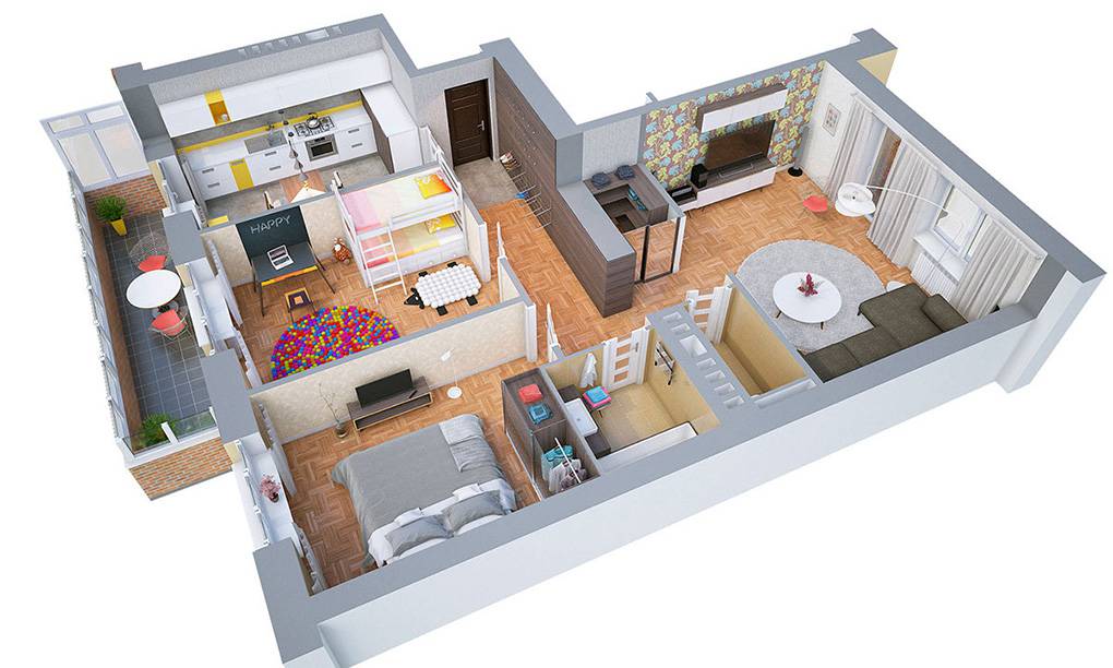 30+ Mẫu thiết kế nội thất nhà cấp 4 đẹp sang trọng và tiện nghi 29 Mẫu nội thất nhà cấp 4 2 phòng ngủ