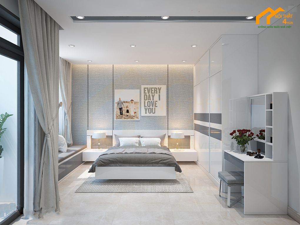 30+ Mẫu thiết kế nội thất nhà cấp 4 đẹp sang trọng và tiện nghi 31 Mẫu nội thất nhà cấp 4 2 phòng ngủ