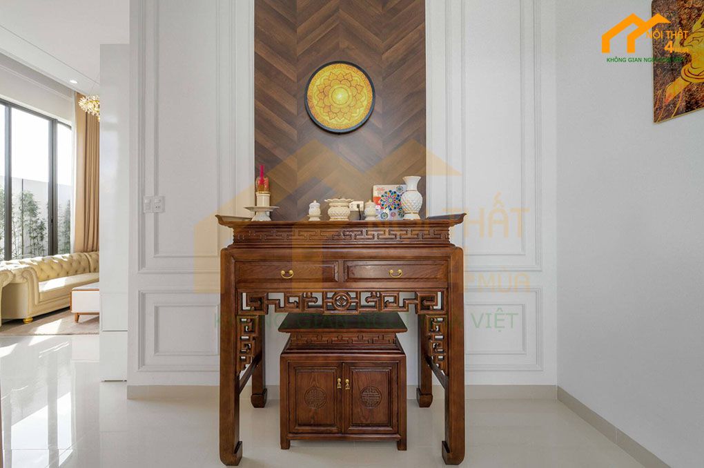 30+ Mẫu thiết kế nội thất nhà cấp 4 đẹp sang trọng và tiện nghi 21 Mẫu nội thất nhà cấp 4 gác lửng có bàn thờ