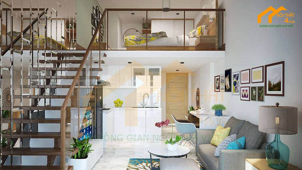 30+ Mẫu thiết kế nội thất nhà cấp 4 đẹp sang trọng và tiện nghi 39 Mẫu nội thất nhà cấp 4 gác lửng mái bằng