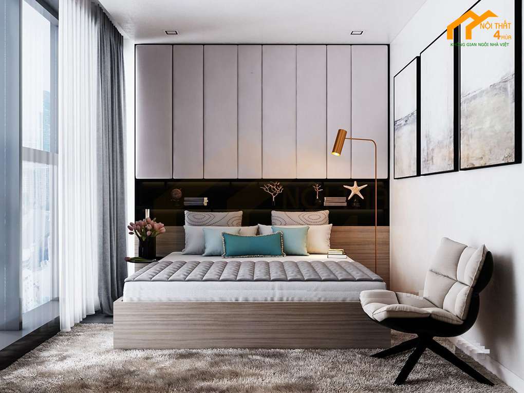 10+ Mẫu thiết kế phòng ngủ 15m2 đẹp, tiện nghi nhất 2025 3 Mẫu phòng ngủ 15m2 đơn giản đẹp