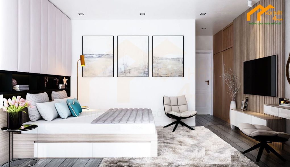 10+ Mẫu thiết kế phòng ngủ 15m2 đẹp, tiện nghi nhất 2025 4 Mẫu phòng ngủ 15m2 đơn giản đẹp