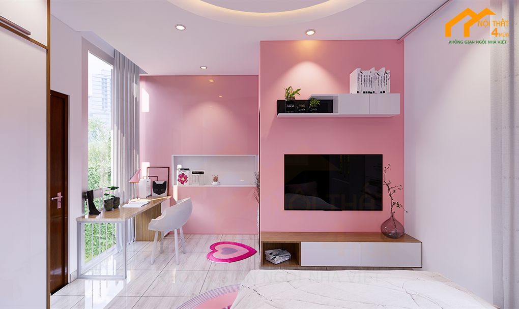 Mẫu phòng ngủ 20m2 bé gái đẹp