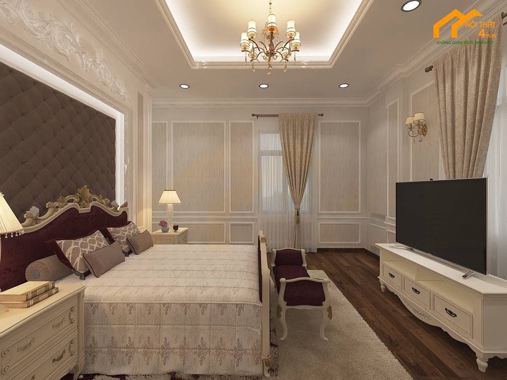 Mẫu phòng ngủ 20m2 tân cổ điển