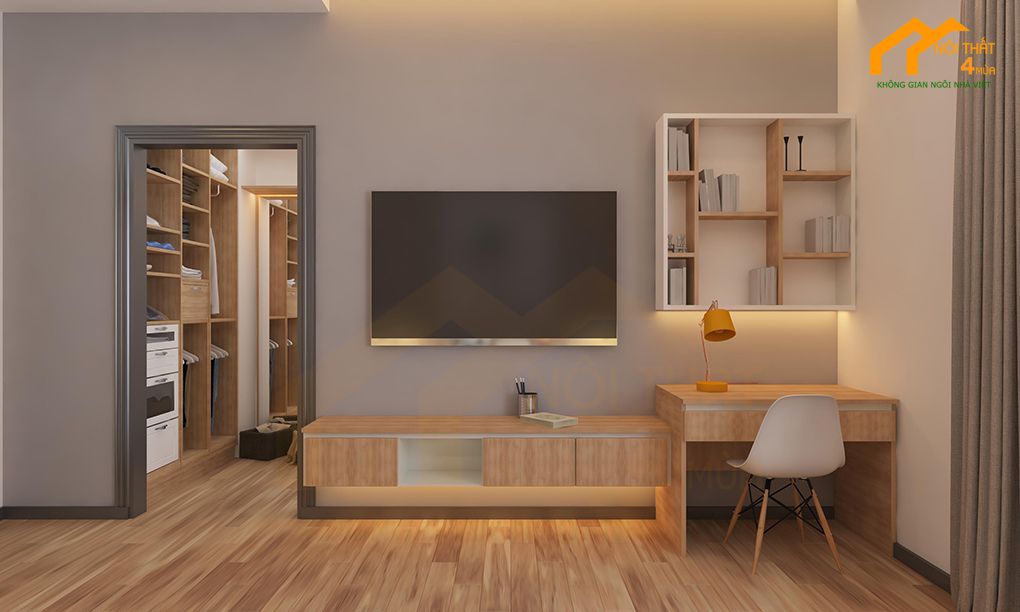 10+ Mẫu thiết kế phòng ngủ 30m2 đẹp, sang trọng và tinh tế 22 Mẫu phòng ngủ có bàn làm việc