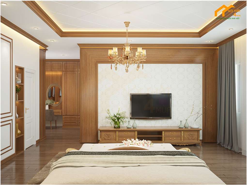 10+ Mẫu thiết kế phòng ngủ 30m2 đẹp, sang trọng và tinh tế 8 Mẫu phòng ngủ 30m2 tân cổ điển