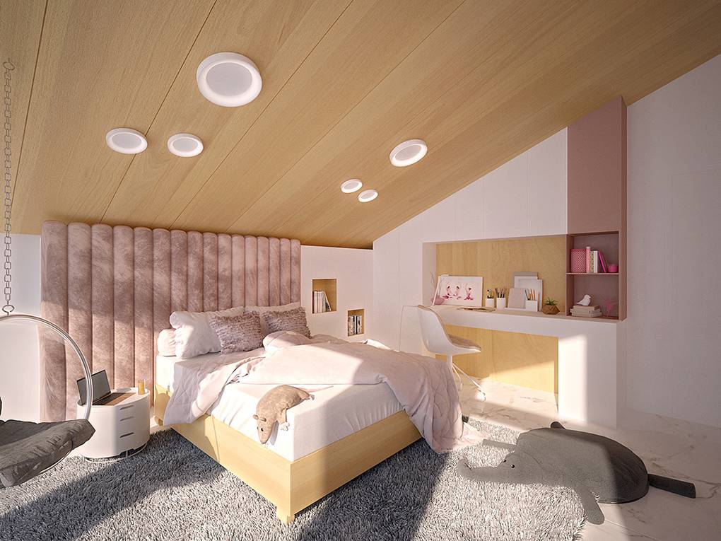 Mẫu phòng ngủ màu hống xám