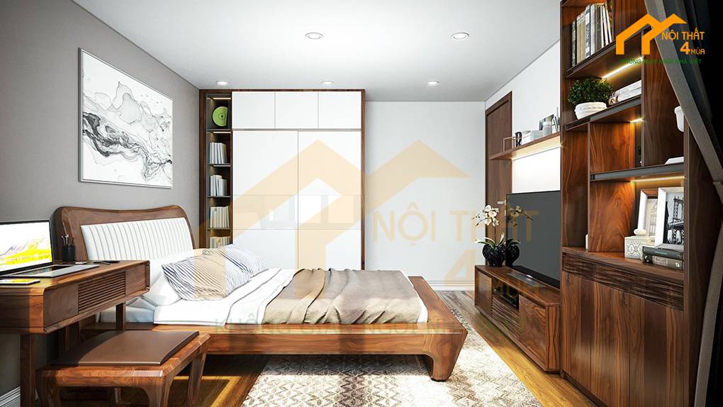 30+ Mẫu thiết kế nội thất nhà cấp 4 đẹp sang trọng và tiện nghi 9 Nội thất phòng ngủ nhà cấp 4