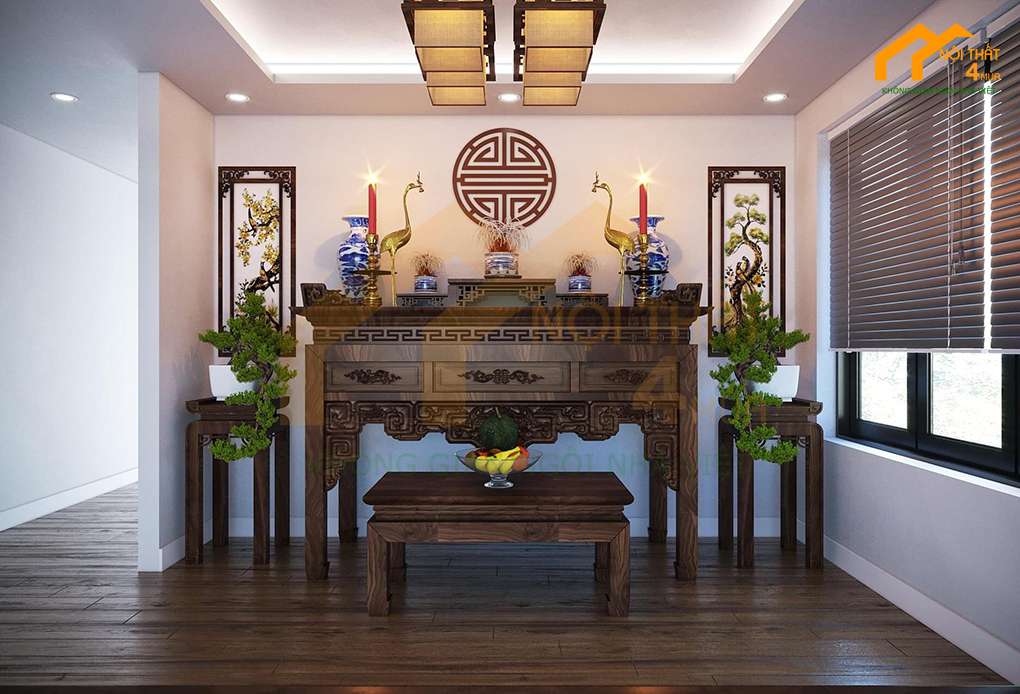 30+ Mẫu thiết kế nội thất nhà cấp 4 đẹp sang trọng và tiện nghi 23 Mẫu nội thất nhà cấp 4 gác lửng có bàn thờ