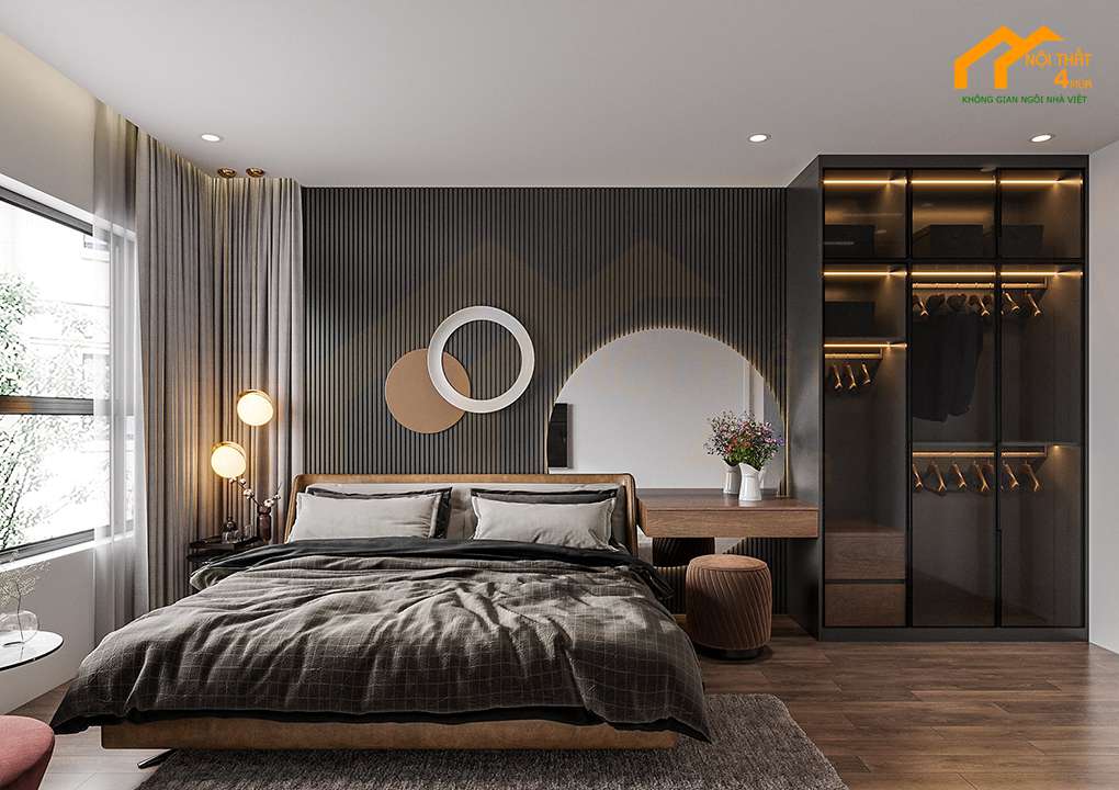 10+ Mẫu thiết kế phòng ngủ 15m2 đẹp, tiện nghi nhất 2025 37 Mẫu phòng ngủ 15m2 màu đen sang trọng