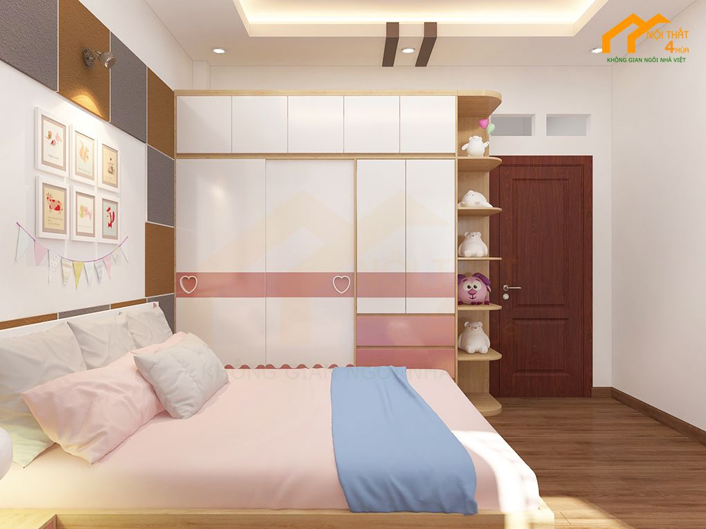 Mẫu phòng ngủ màu hồng đơn giản đẹp