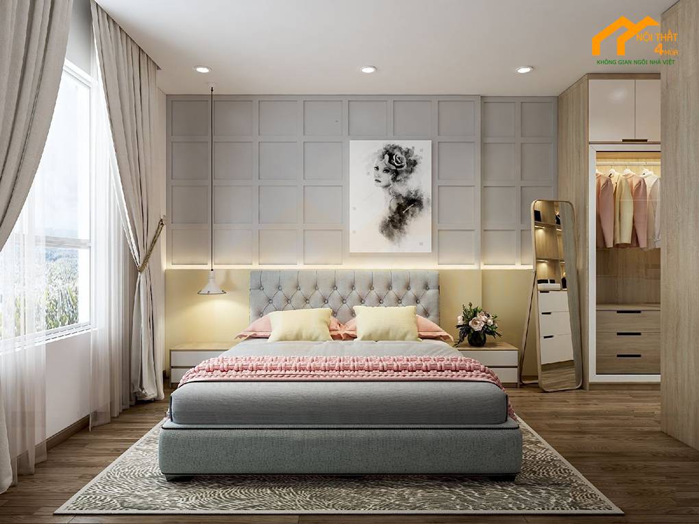 Mẫu phòng ngủ 12m2 cho nữ cá tính