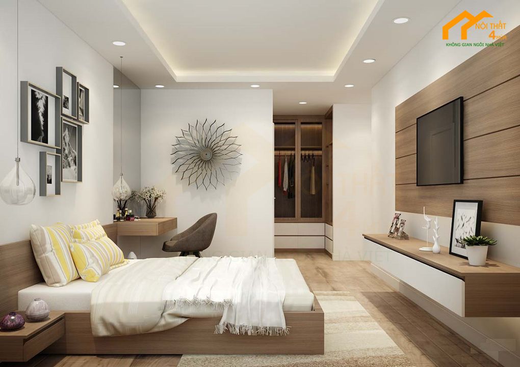 Nội thất căn hộ 70m2 2 phòng ngủ đơn giản đẹp