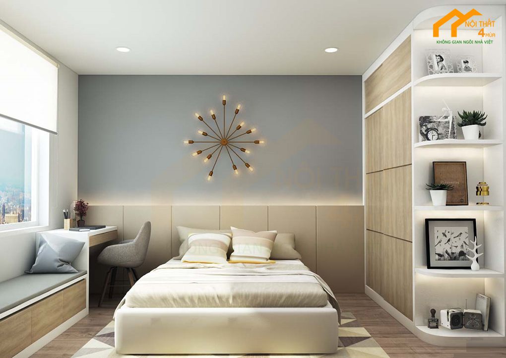 Nội thất căn hộ 70m2 2 phòng ngủ đơn giản đẹp