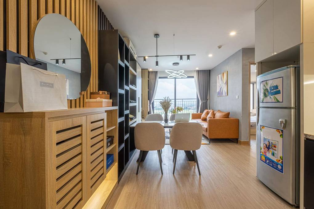 5 Mẫu thiết kế nội thất căn hộ chung cư 55m2 đẹp 14 Mẫu căn hộ 55m2 phòng khách bếp