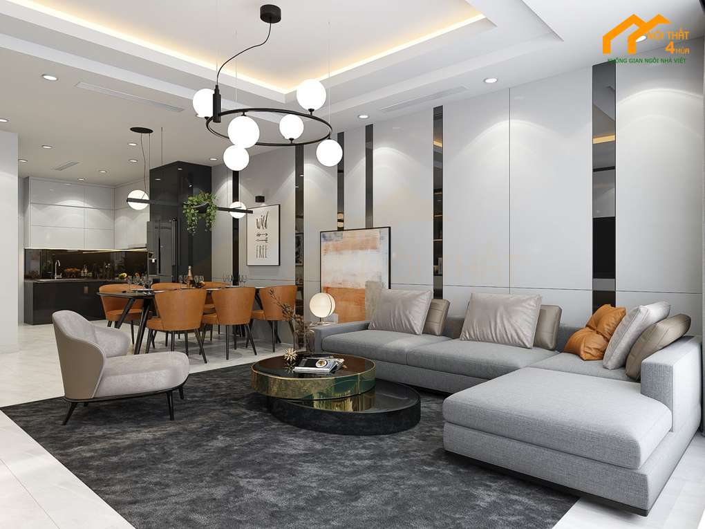 Phòng khách liên bếp căn hộ đẹp