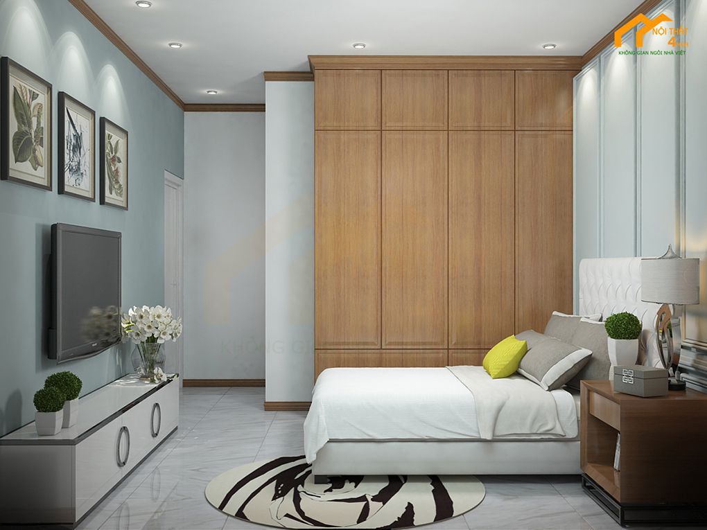 15+ Mẫu phòng ngủ màu xanh dương, xanh lá đẹp nhất 2025 35 Phòng ngủ màu xanh phong cách tối giản