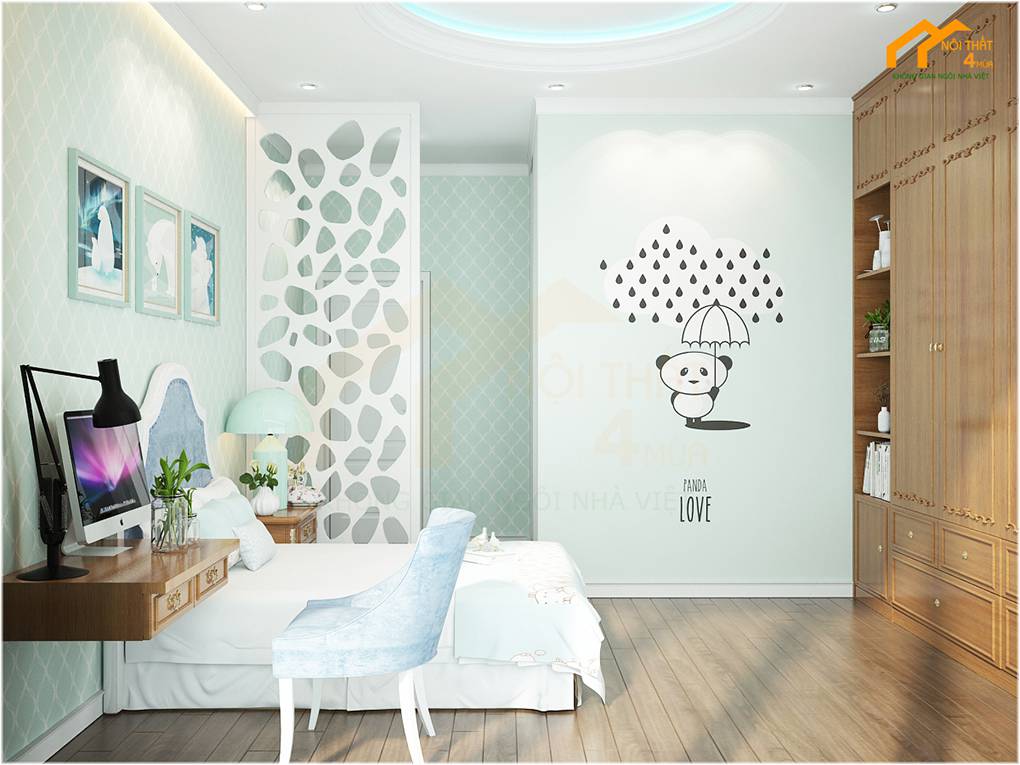 15+ Mẫu phòng ngủ màu xanh dương, xanh lá đẹp nhất 2025 38 Phòng ngủ màu xanh dương cho bé trai