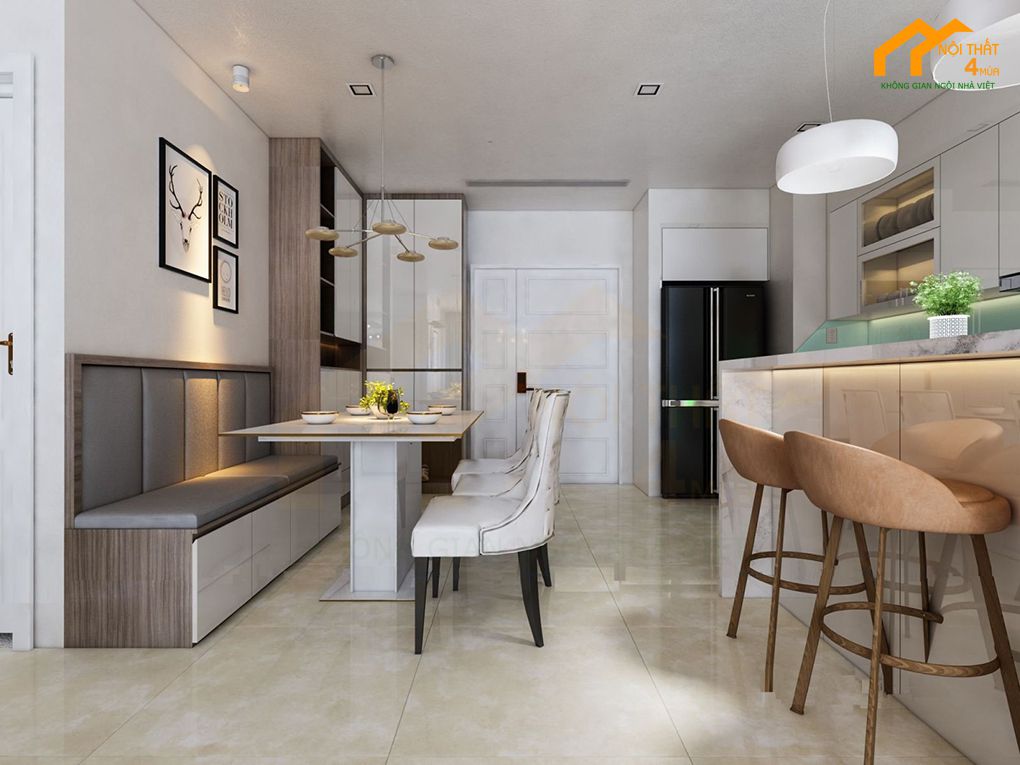 Mẫu phòng bếp chung cư có bàn đảo