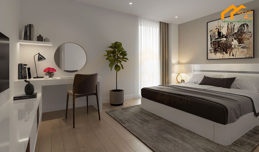 10+ Mẫu thiết kế phòng ngủ màu trắng đẹp, ấn tượng và tinh tế 18 Mẫu phòng ngủ màu trắng xám