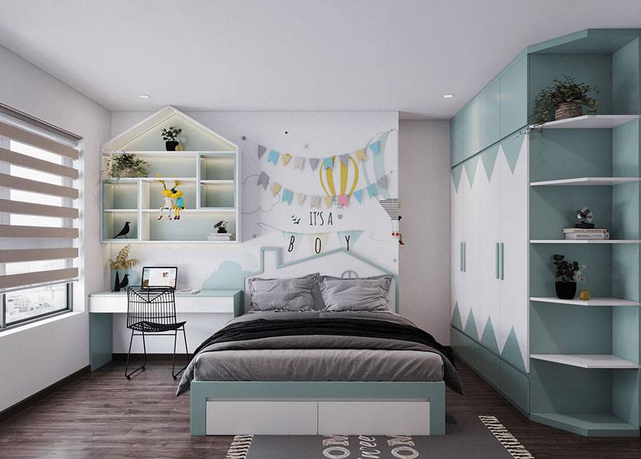 15+ Mẫu phòng ngủ màu xanh dương, xanh lá đẹp nhất 2025 6 Phòng ngủ màu xanh pastel