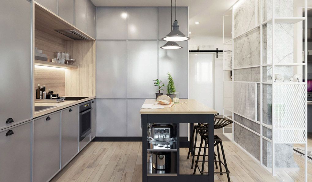 5 Mẫu thiết kế nội thất căn hộ chung cư 55m2 đẹp 20 Mẫu thiết kế căn hộ 55m2 phòng bếp