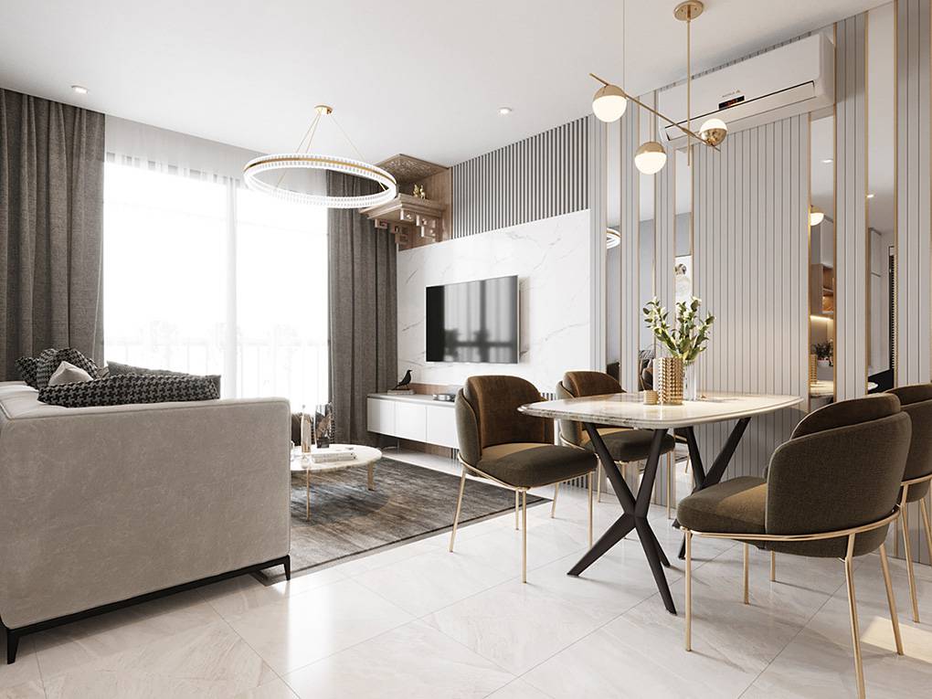 5 Mẫu thiết kế nội thất căn hộ chung cư 55m2 đẹp 2 Thiết kế nội thất chung cư 55m2 cần chú ý gì