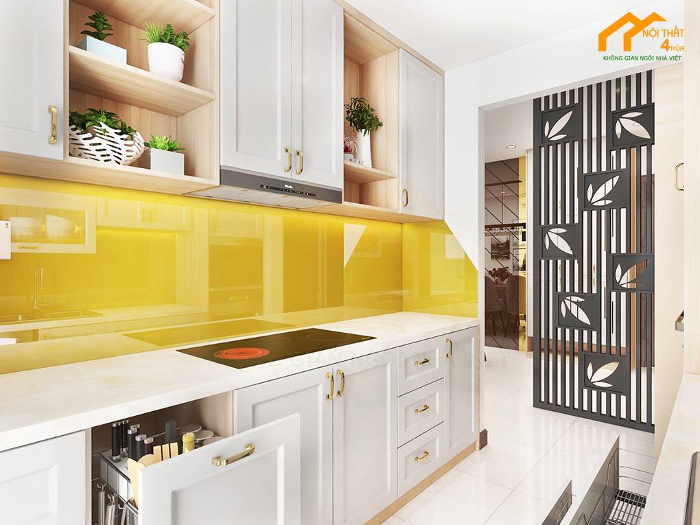 Mẫu thiết kế phòng bếp căn hộ 65m2