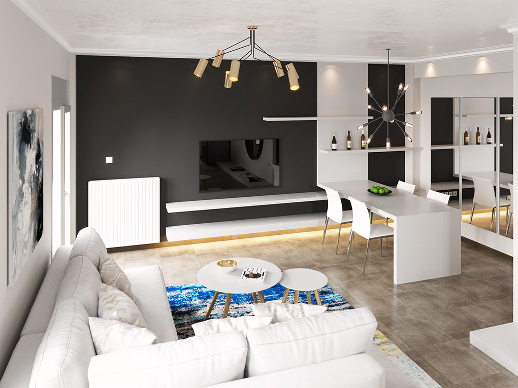 Phòng khách căn hộ hiện đại