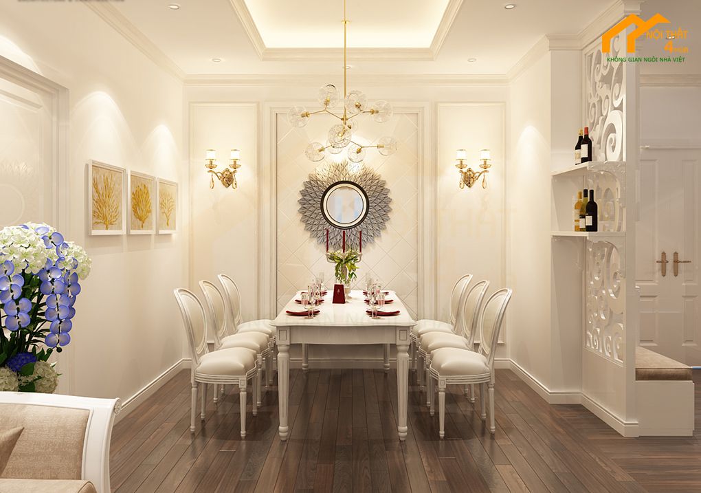 Mẫu thiết kế căn hộ 65m2 tân cổ điển