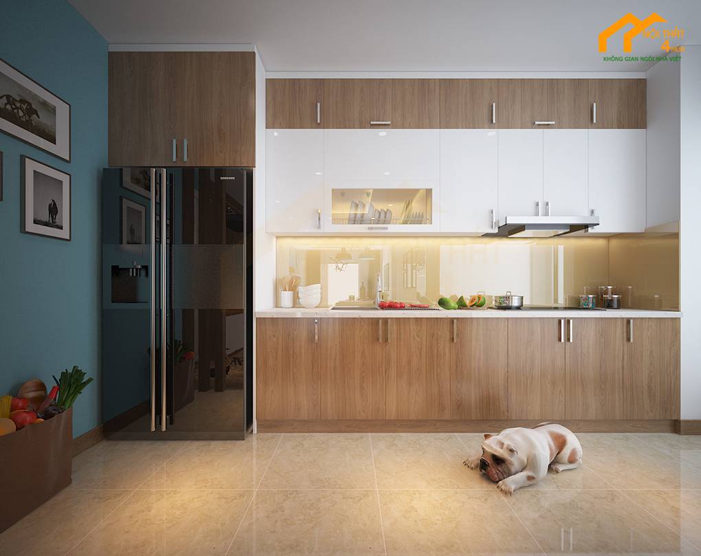 Mẫu phòng bếp căn hộ 65m2 đẹp