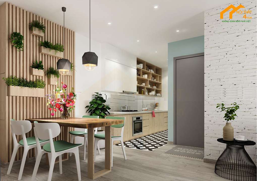 Mẫu phòng bếp căn hộ tối giản đẹp