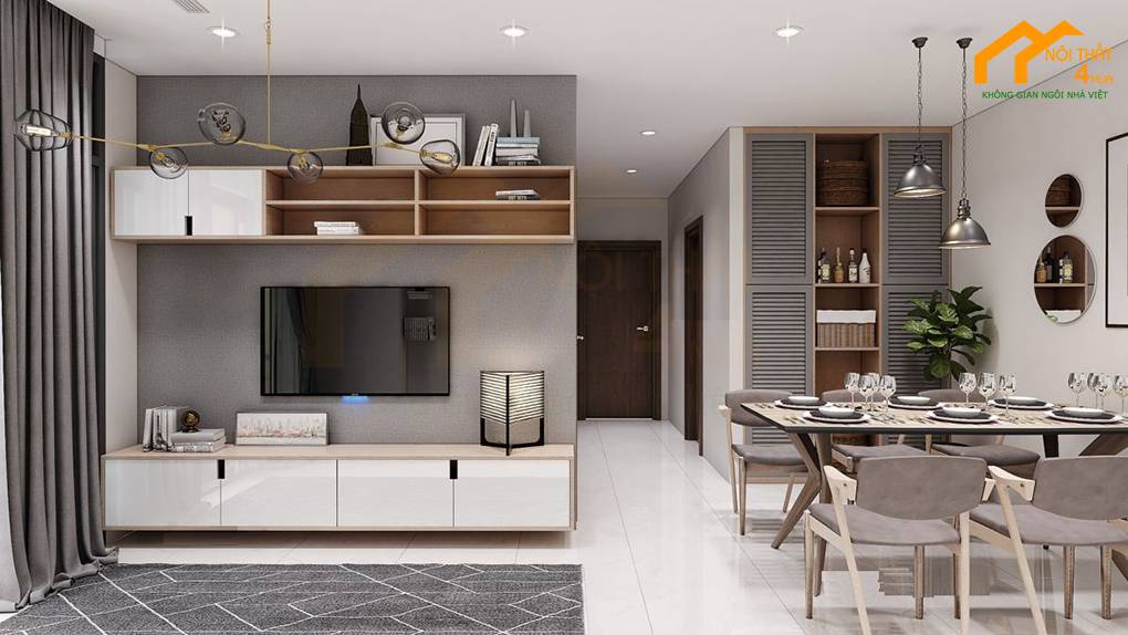 Thiết kế nội thất chung cư 60m2 2PN đơn giản và tiện nghi